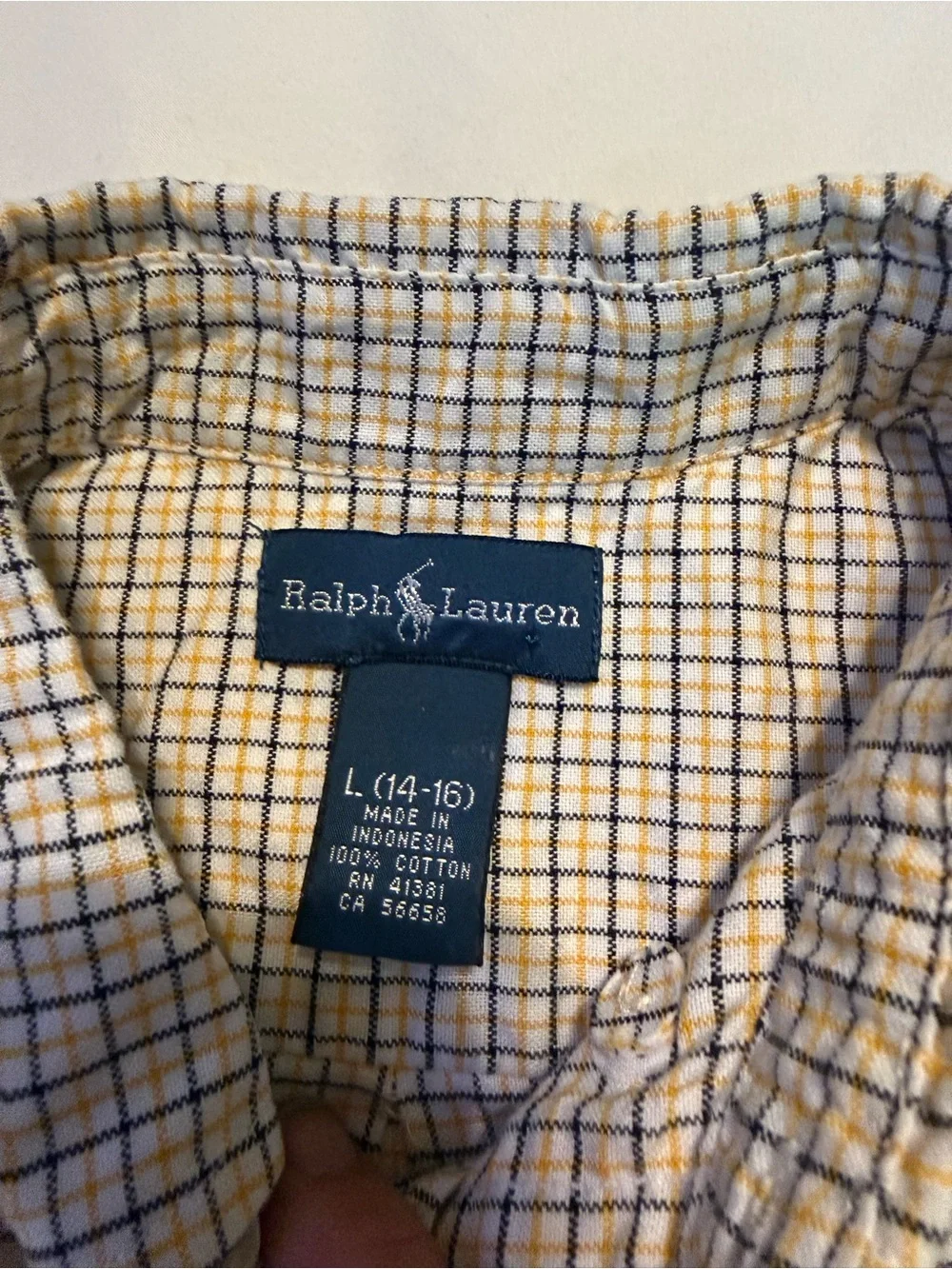 Ralph Lauren Boys Button-Down Checked Shirt in White, Blue and Tan